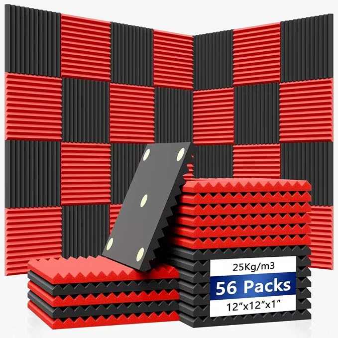 56 Pack Acoustic Foam Panels |1 "x12 "x12" Rapid Recovery Acoustic Wall Panels by Temgcuam
