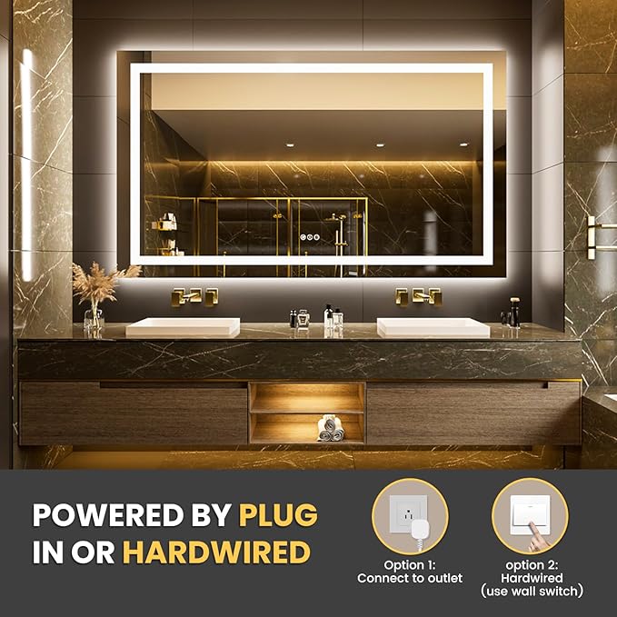 LOAAO 68"x40" LED Bathroom Mirror - Image 6