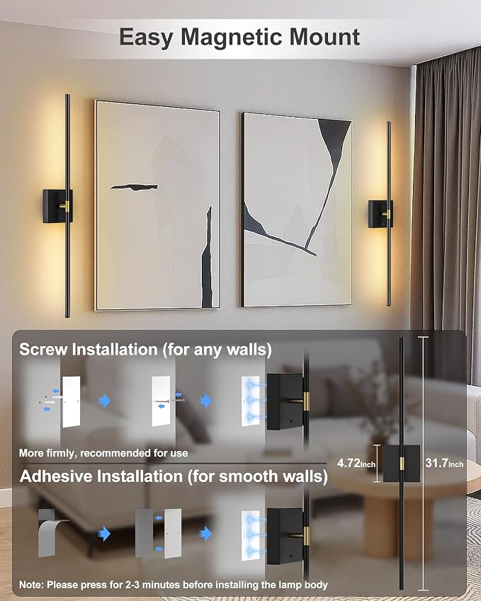 iThird Battery Operated Wall Sconce Set of 2: Rechargeable Wall Lights Wireless - Image 8