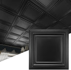 Art3d 12-Pack PVC Drop Ceiling Tiles, 2ft x 2ft, Matte Black by Art3d