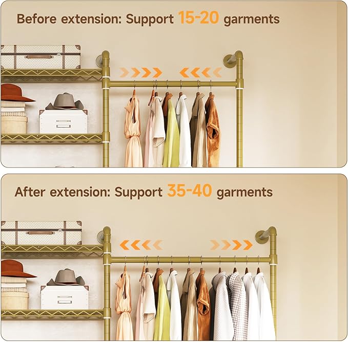 ONBRILL L7 Wall Mounted Industrial Pipe Clothing Rack – Heavy Duty Modular - Image 4