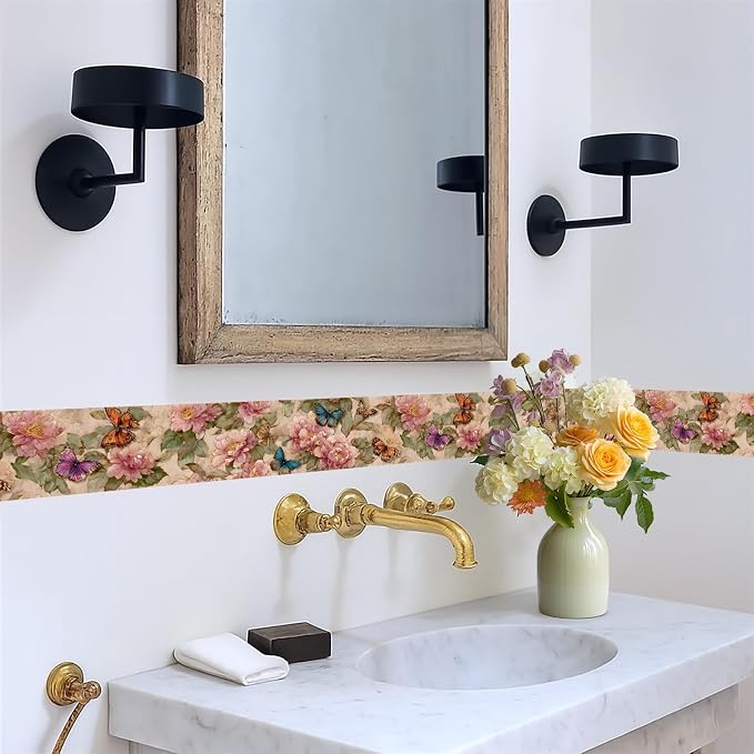 Vintage Rose Floral Wallpaper Border 196x4 Inch Peel and Stick Wall Border - Image 5