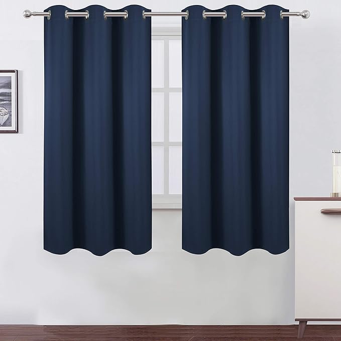 LEMOMO Navy Blue Blackout Curtains 34 x 63 Inch Length/Set of 2 Curtain by Lemomo