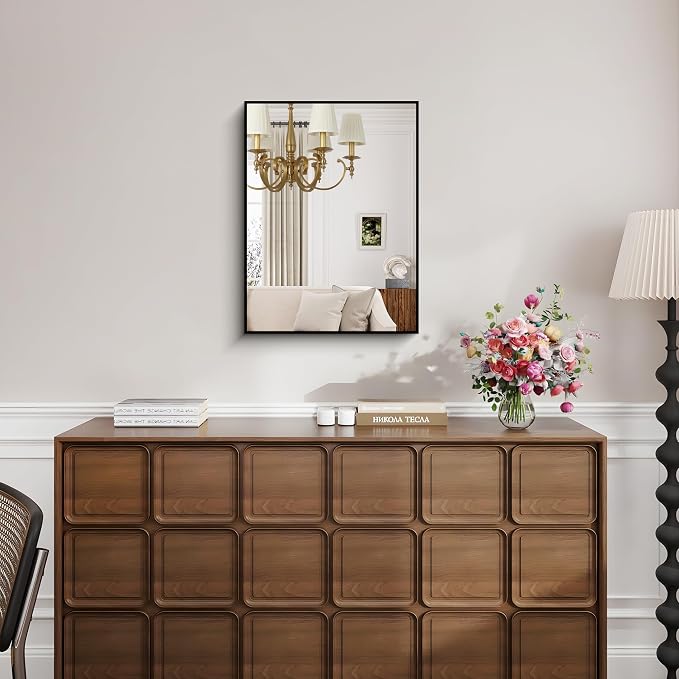 KOCUUY Black Bathroom Mirror, 18x24 Inch Rectangle Mirror - Image 4