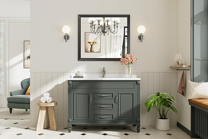 Briivue 36x32 Inch Black Bathroom Mirror - Image 3