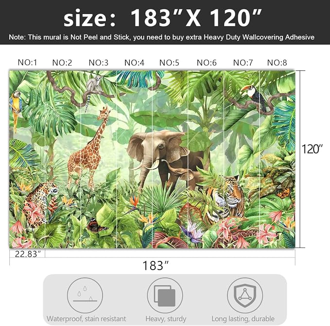 -Green Rainforest Plants Animals Tiger Cloth Wallpaper Jungle Plants Banana - Image 4