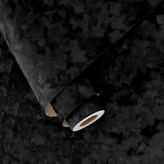 Wallercity Black Flocking Fabric Contact Paper by Wallercity