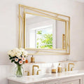 Brushed Gold Bathroom Mirror, Hang Horizontally or Vertically by NXHOME