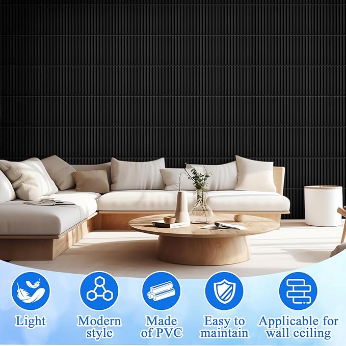 Nuanchu 90 Pcs 3D Slat Wall Panels, Paintable Waterproof Textured Tiles - Image 5