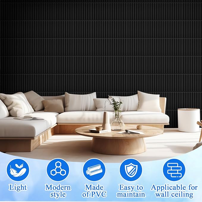 Nuanchu 120 Pcs 3D Slat Wall Panels, Paintable Waterproof Textured Tiles - Image 5