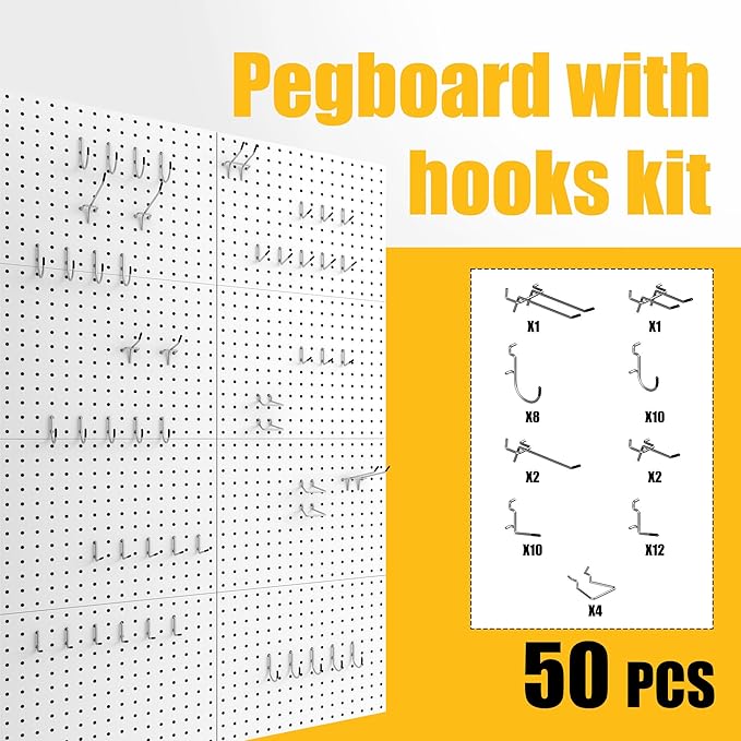 Spampur Peg Board, 8 Pack Metal Pegboard Panels - Image 7