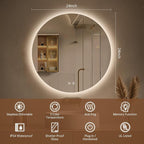 LOVESPEJO 24 Inch Round Backlit Bathroom Mirror - Image 8
