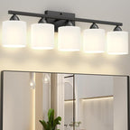 Black Bathroom Lighting Fixtures Over Mirror, 5-Light Anti-Rust Vanity Light by Dekang