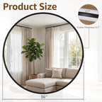 DUMOS 36 Inch Round Wall Mirror, Bathroom Mirror - Image 2