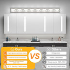 Ralbay 8-Light Brushed Nickel Bathroom Vanity Lights Metal Acrylic LED Modern - Image 3