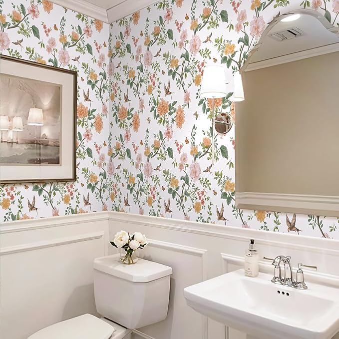 Froluya Floral Peel and Stick Wallpaper Vintage Floral Contact Paper 16.9” x - Image 9