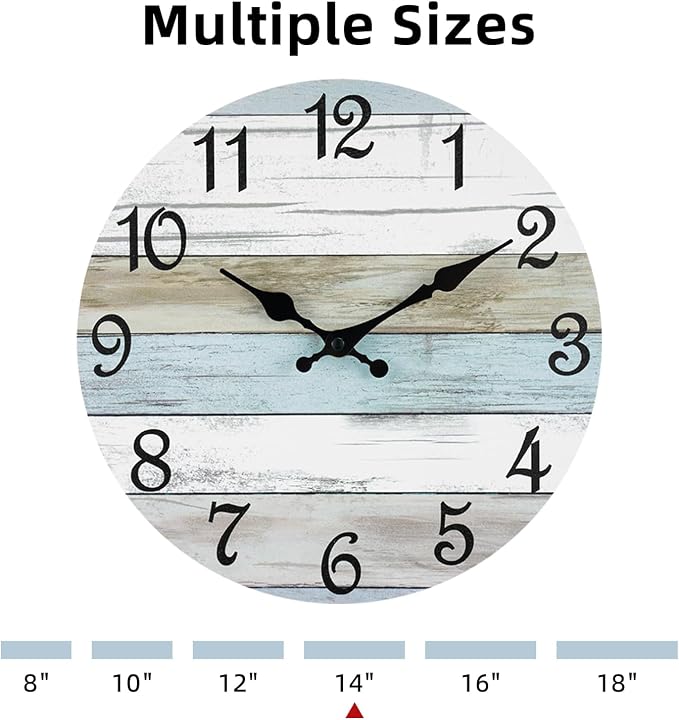 CHYLIN Wall Clock 14 Inch Bathroom Clock, Rustic Wall Clocks Battery Operated - Image 3
