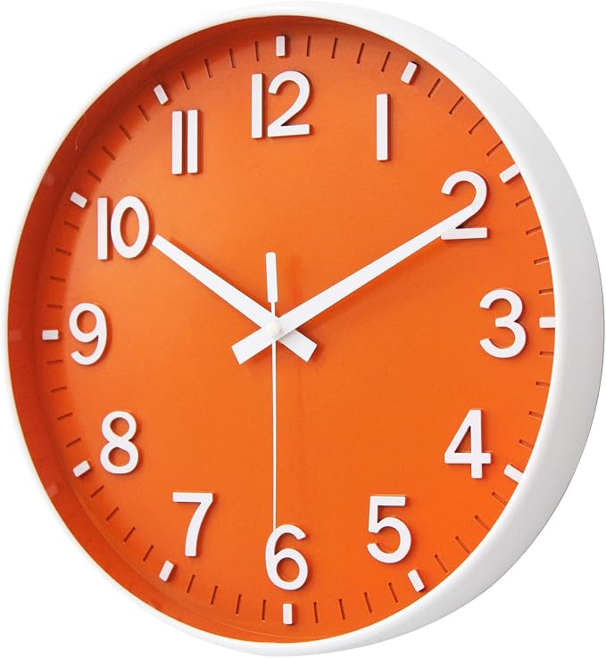 HZDHCLH Wall Clocks Battery Operated, Wall Clock Orange, 12 inch Wall Clock - Image 2
