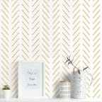 Erfoni Yellow and White Peel and Stick Wallpaper Modern Herringbone Wallpaper by Erfoni