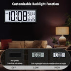 WallarGe Backlight Digital Wall Clock Battery Operated - - Image 3