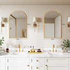 DUMOS Gold Metal Arch Vanity Rounded Rectangle Bathroom Mirrors - Image 4