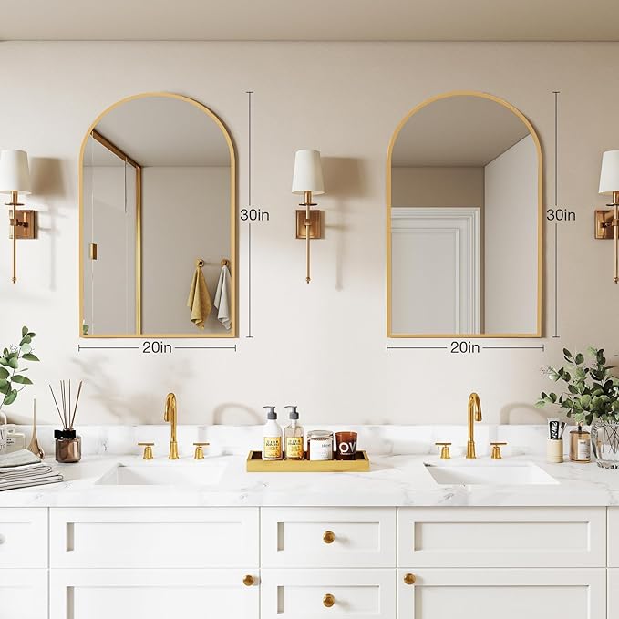 DUMOS Gold Metal Arch Vanity Rounded Rectangle Bathroom Mirrors - Image 4
