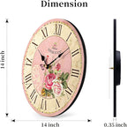 VIKMARI Home 14 Inch Battery Operated Silent Non-Ticking Vintage Wall Clock - Image 2