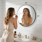 NEWBULIG 24 Inch Round Wall Mirror, Bathroom Mirror - Image 2