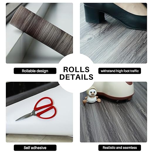 Wood Grain Peel and Stick Floor Tiles – 11.8” Width, Full Roll Length of 118" – - Image 4
