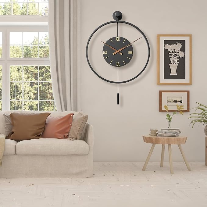 34.6×24 Inch Large Modern Decorative Oversized Pendulum Wall Clocks - Image 5