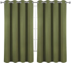 LEMOMO Olive Green Blackout Curtains 52 x 63 Inch Length/Set of 2 Curtain - Image 2