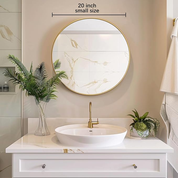Sunniry Gold Circle Mirror, Round Mirror 20 inch, Round Wall Mirrors - Image 3