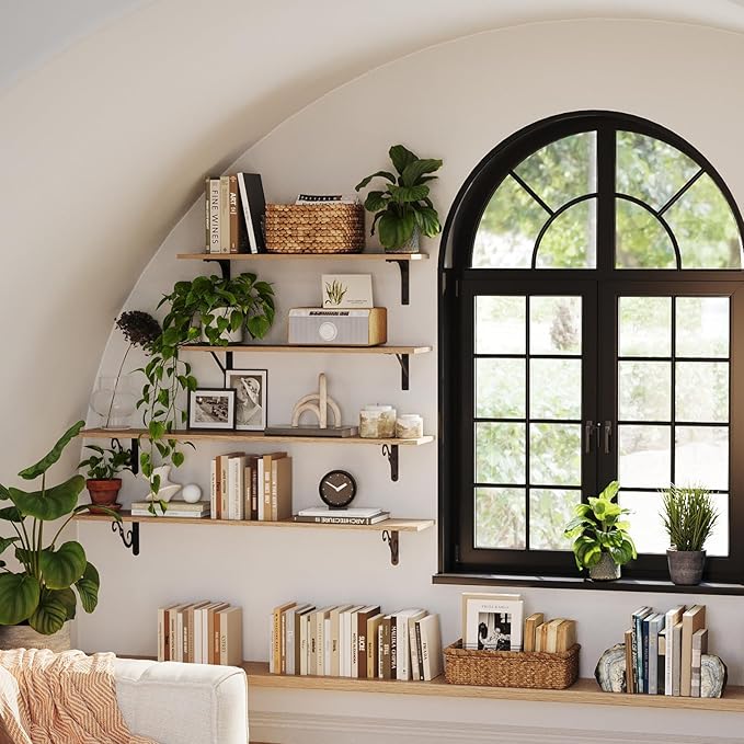 DINZI LVJ Long Wall Shelves, 31.5 Inch Wall Mounted Shelves Set of 2, - Image 8