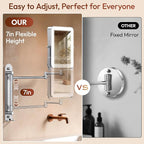 Height Adjustable Wall Mounted Lighted Makeup Mirror - Image 3