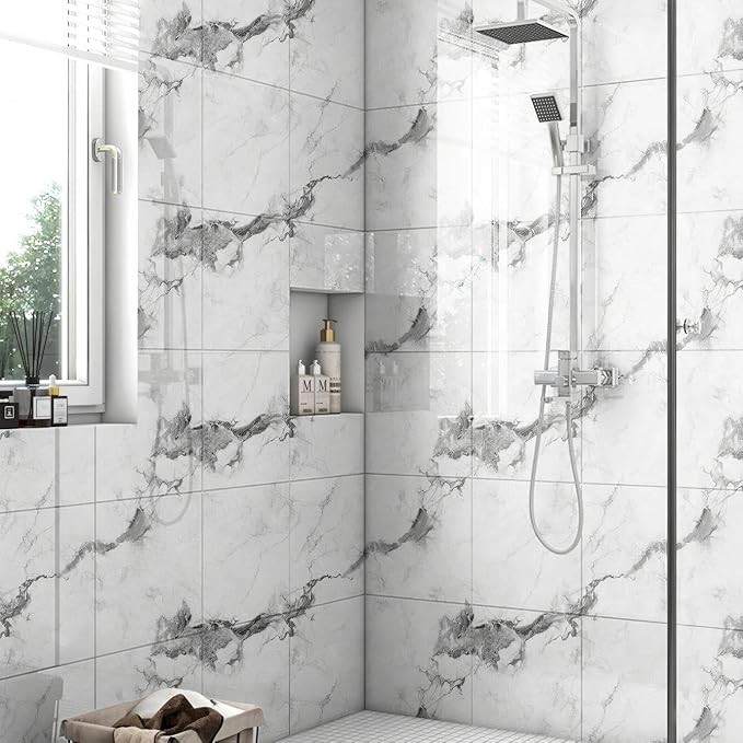 Chejiaye 10pcs Marble Peel and Stick Backsplash Waterproof Washroom Wall Panels - Image 2