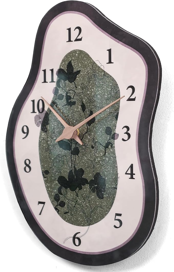 Mid Century Retro Irregular Shape Wall Clock, Silent Non-Ticking Battery - Image 9