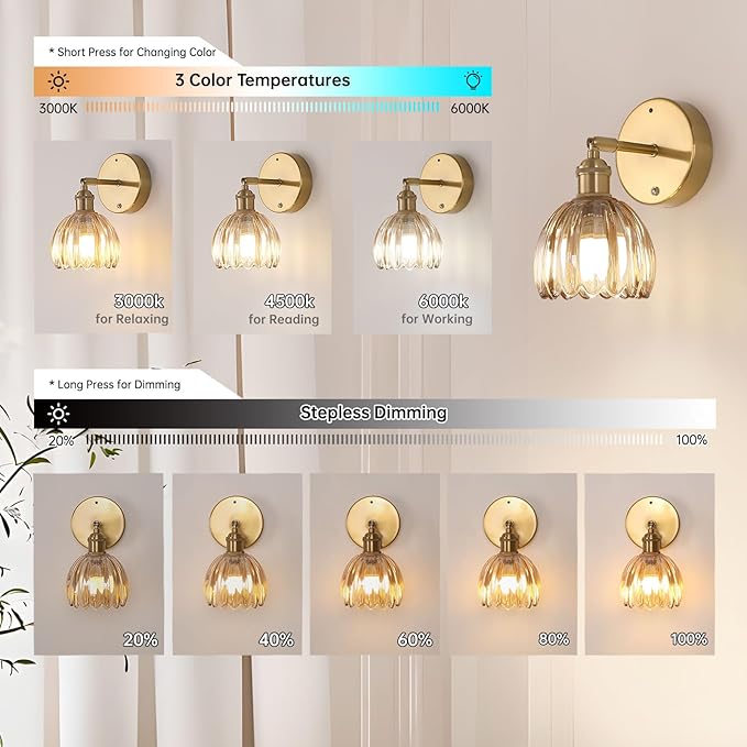 Shenmoyl Battery Operated Vintage Wall Sconces - Image 6