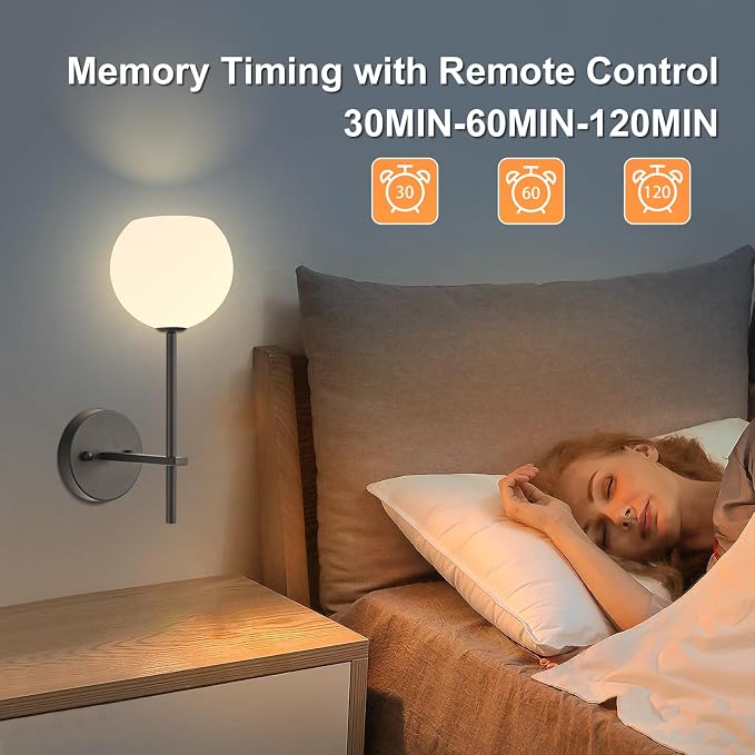 Black Battery Operated Wall Sconces Set of 2, Rechargeable Wireless Wall Lights - Image 4