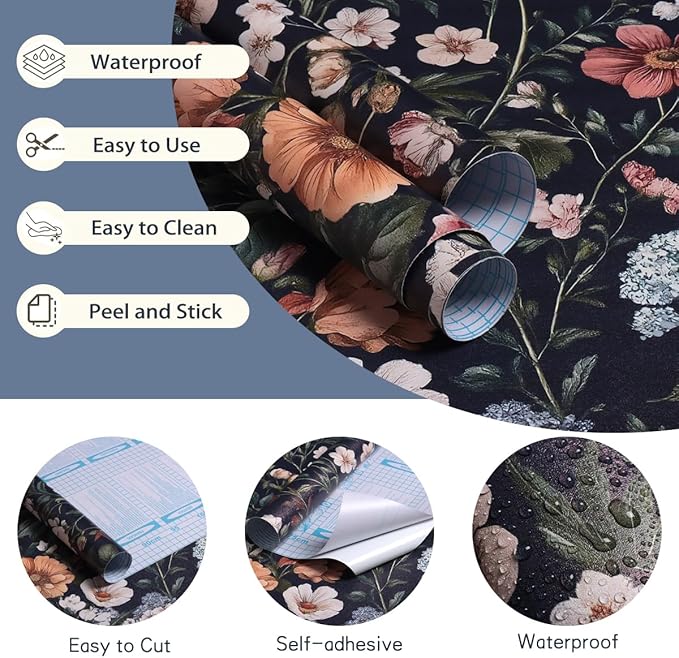 Livebor Floral Peel and Stick Wallpaper Vintage Floral Contact Paper - Image 5