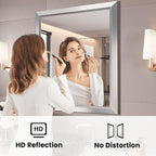 Amorho Bathroom Mirror, 28x32 Inch Silver Thick Metal Framed Wall Mirrors - Image 2