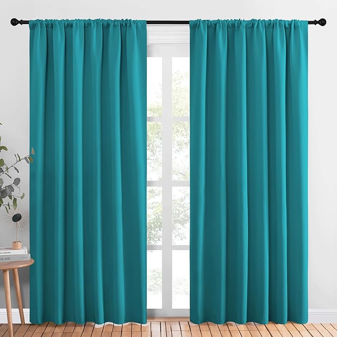 NICETOWN Living Room Curtains, Peacock Blue, 1 Pair, 70 x 84-inch, Home by NICETOWN