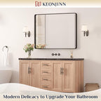 Keonjinn Black Bathroom Mirror for Over Sink, 40 x 30 Inch Rounded Rectangle - Image 2