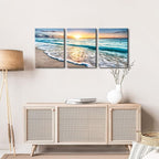 Wieco Art 3 Panel Blue Beach Canvas Wall Art - Image 5
