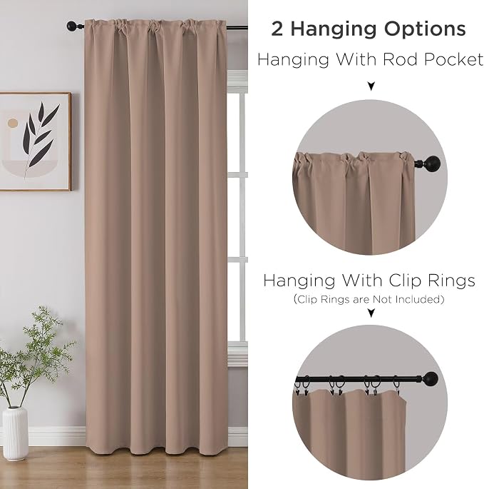 CUCRAF Khaki Blackout Curtains 84 inch Length 2 Panels Set, Rod Pocket Room - Image 3