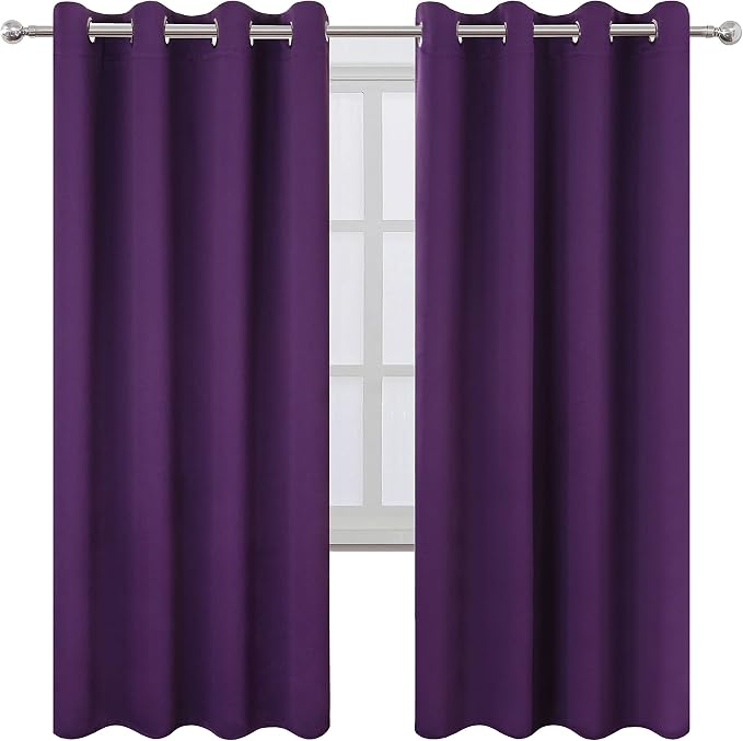 LEMOMO Purple Thermal Blackout Curtains/52 x 72 Inch/Set of 2 Panels Room - Image 2