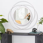 White Round Wall-Mounted Mirrors Wire Modern Metal Frame Arts Mirrors Home - Image 2