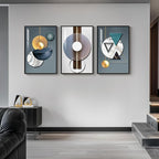 Large Framed Modern Luxury Abstract Wall Art, 3 Piece Blue-Green Prints - Image 4
