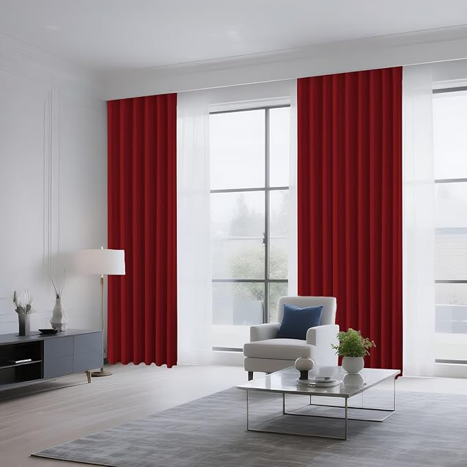 CUCRAF Red Blackout Curtains 54 inch Length 2 Panels Set, Rod Pocket Room - Image 8