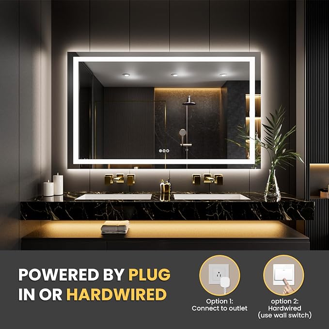 LOAAO 60"x32" LED Bathroom Mirror - Image 6