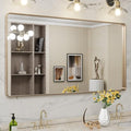 LOAAO 55”X30” Gold Bathroom Mirror, Rounded Rectangle Gold Frame Mirror by LOAAO